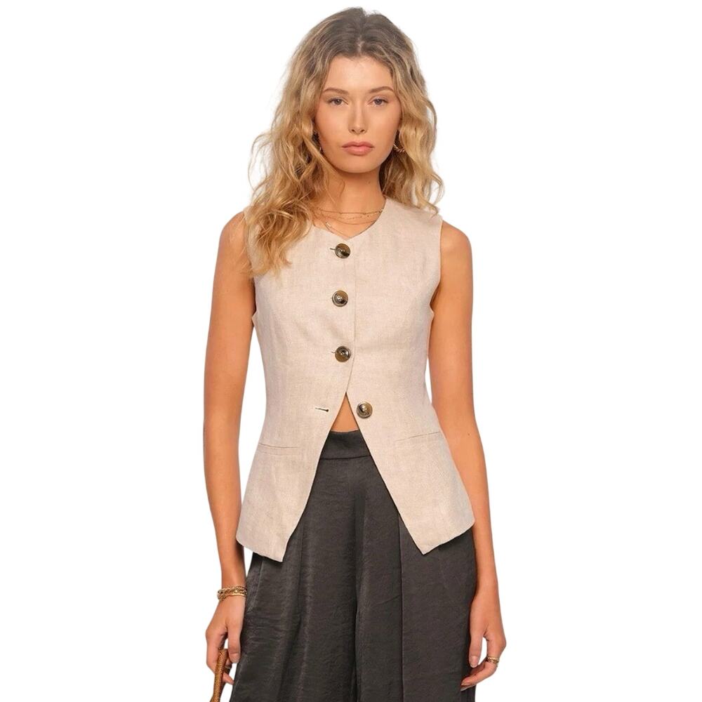 Heartloom 100% Linen Emerson Vest L Lagenlook Sustainable Neutral Minimalist